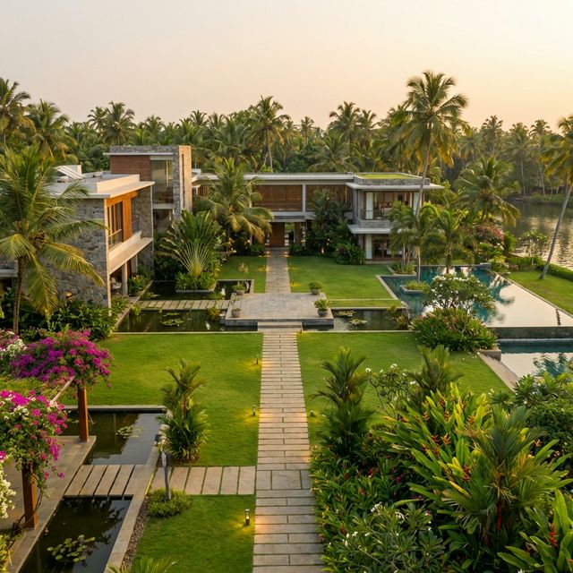 Premium landscaped villa garden in Kerala